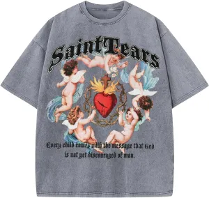 DONCARE Cotton Crew Neck Cross Jesus Western Style Unisex Summer Casual Short Sleeve