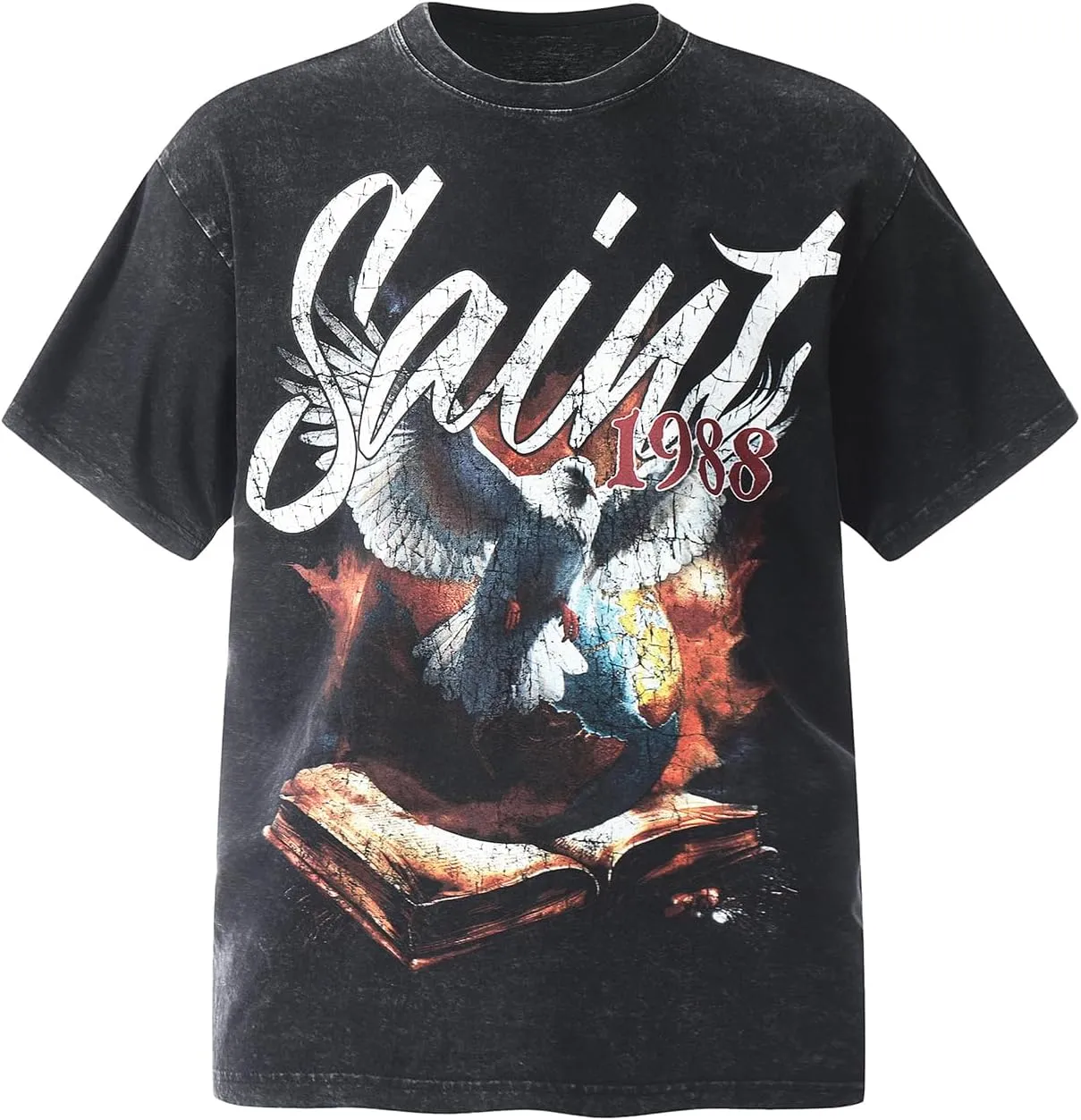 DONCARE Cotton Crew Neck Cross Jesus Western Style Unisex Summer Casual Short Sleeve