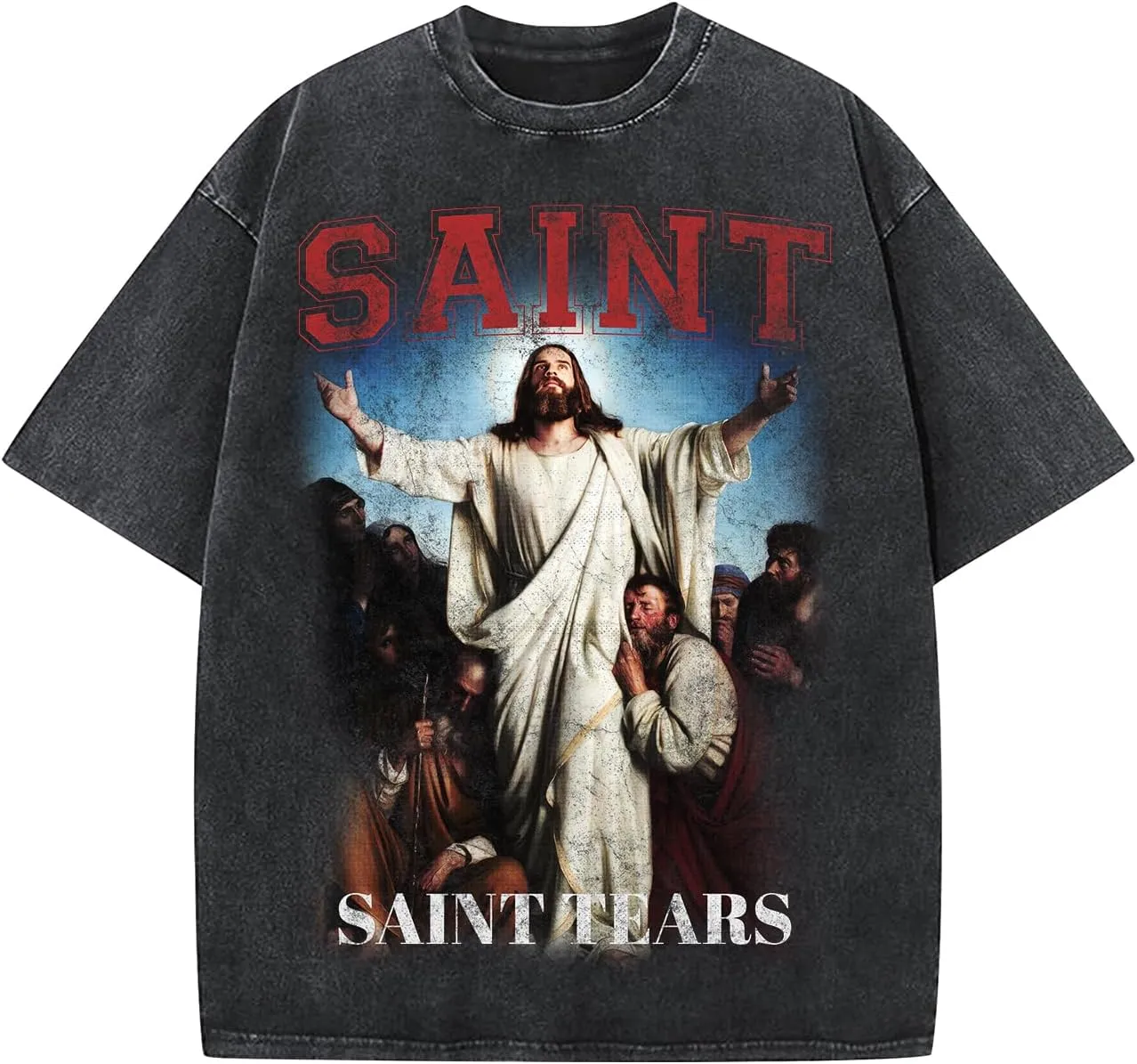 DONCARE Cotton Crew Neck Cross Jesus Western Style Unisex Summer Casual Short Sleeve