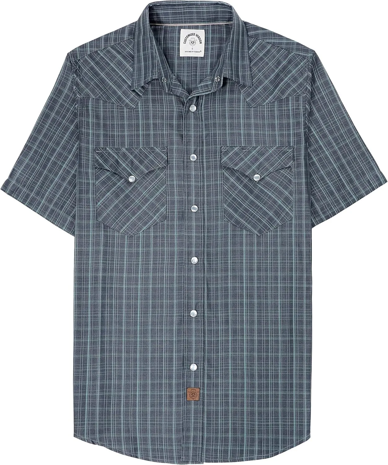 Dubinik50% Viscose derived from Bamboo,50% Polyester Mens Short Sleeve Western Cowboy Pearl Snap Casual Plaid Shirts for Men
