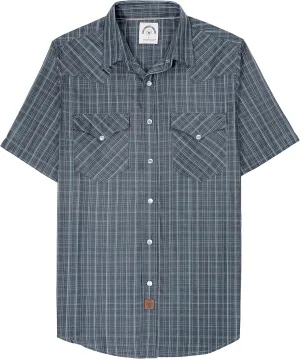 Dubinik50% Viscose derived from Bamboo,50% Polyester Mens Short Sleeve Western Cowboy Pearl Snap Casual Plaid Shirts for Men