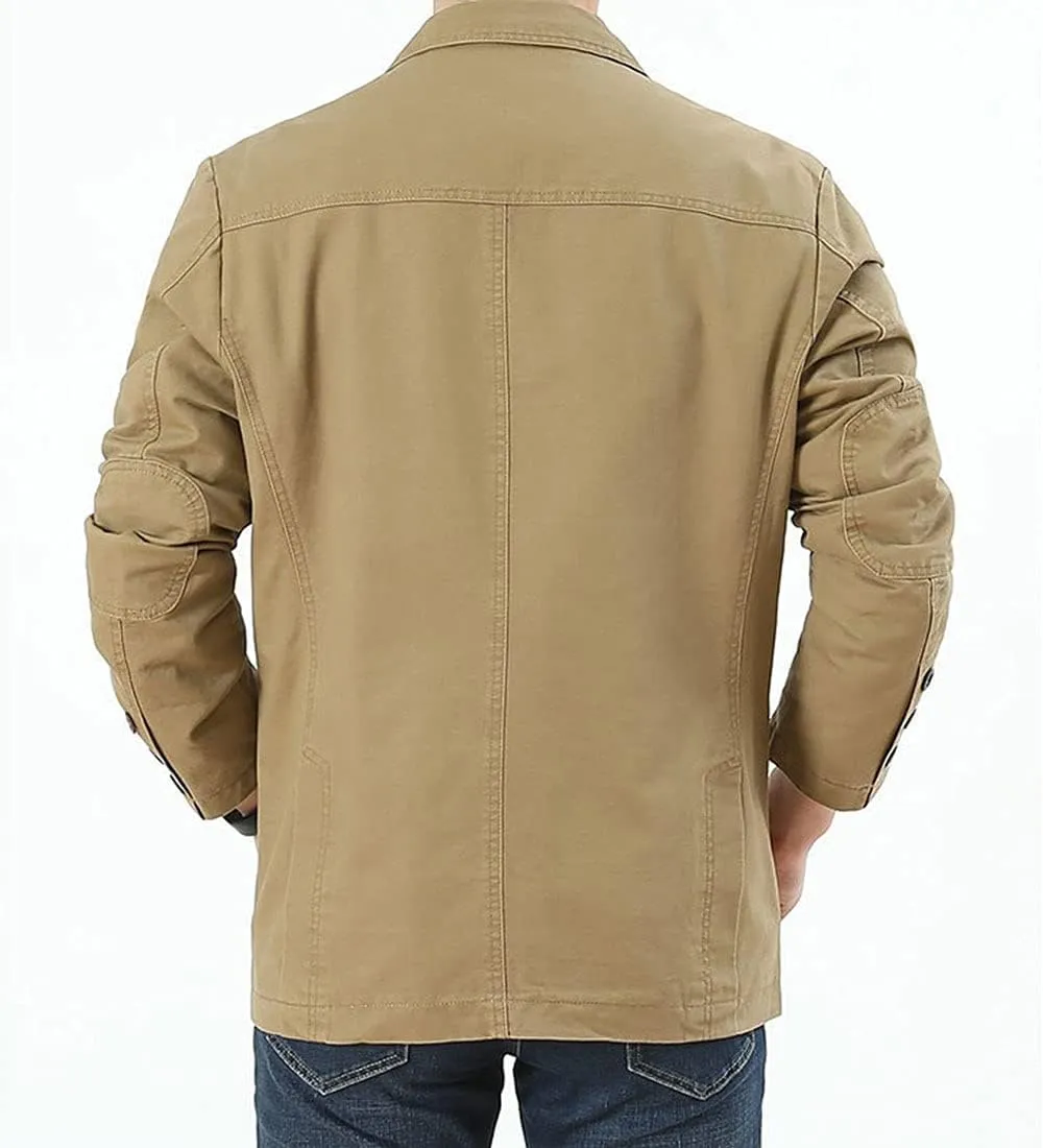 ebossy Men's Casual Notched Lapel Collar 3-Button Blazer Lightweight Sporty Cotton Suit Jacket Coat