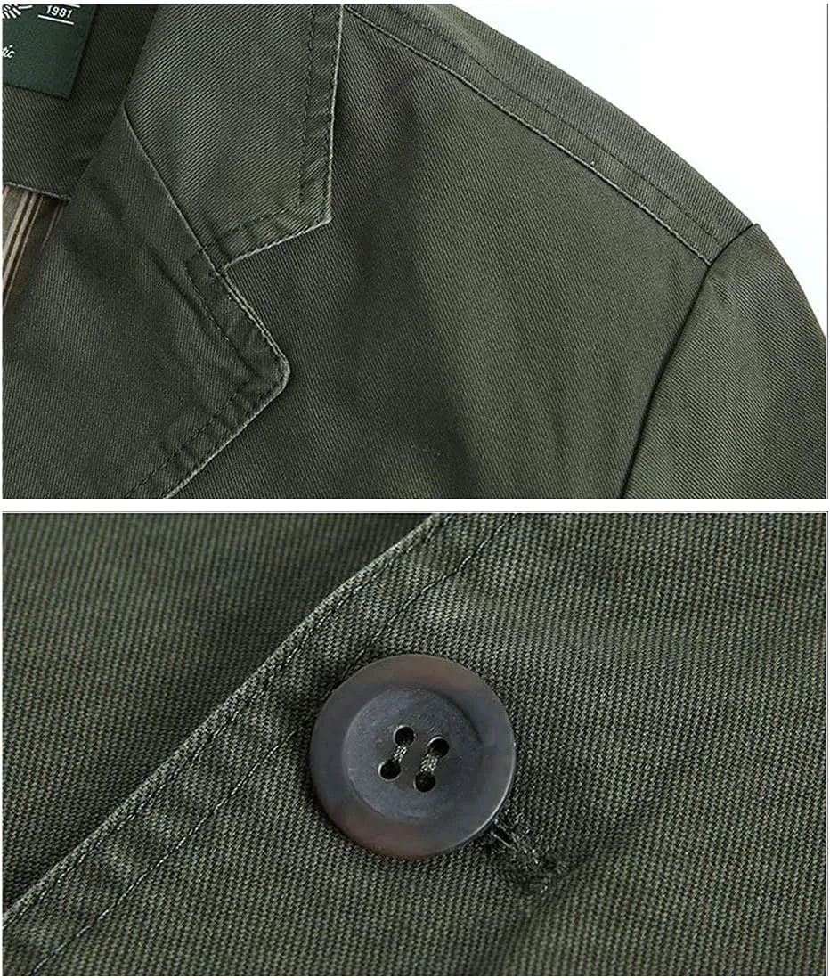 ebossy Men's Casual Notched Lapel Collar 3-Button Blazer Lightweight Sporty Cotton Suit Jacket Coat