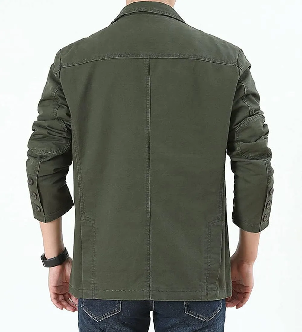 ebossy Men's Casual Notched Lapel Collar 3-Button Blazer Lightweight Sporty Cotton Suit Jacket Coat