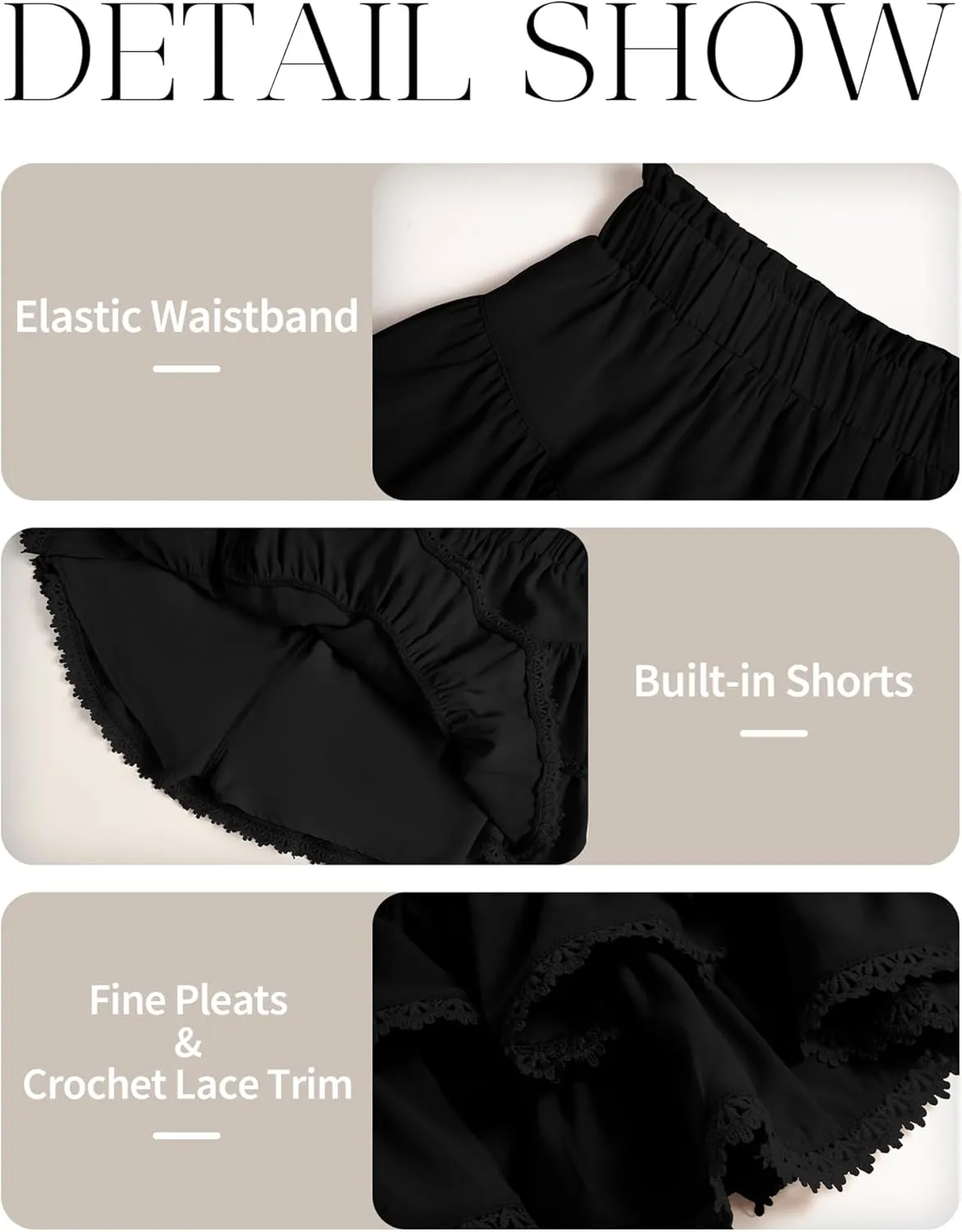 ELLEVEN Womens Flowy Ruffle Skirt, Summer Elastic Mini Skorts with Inner Shorts