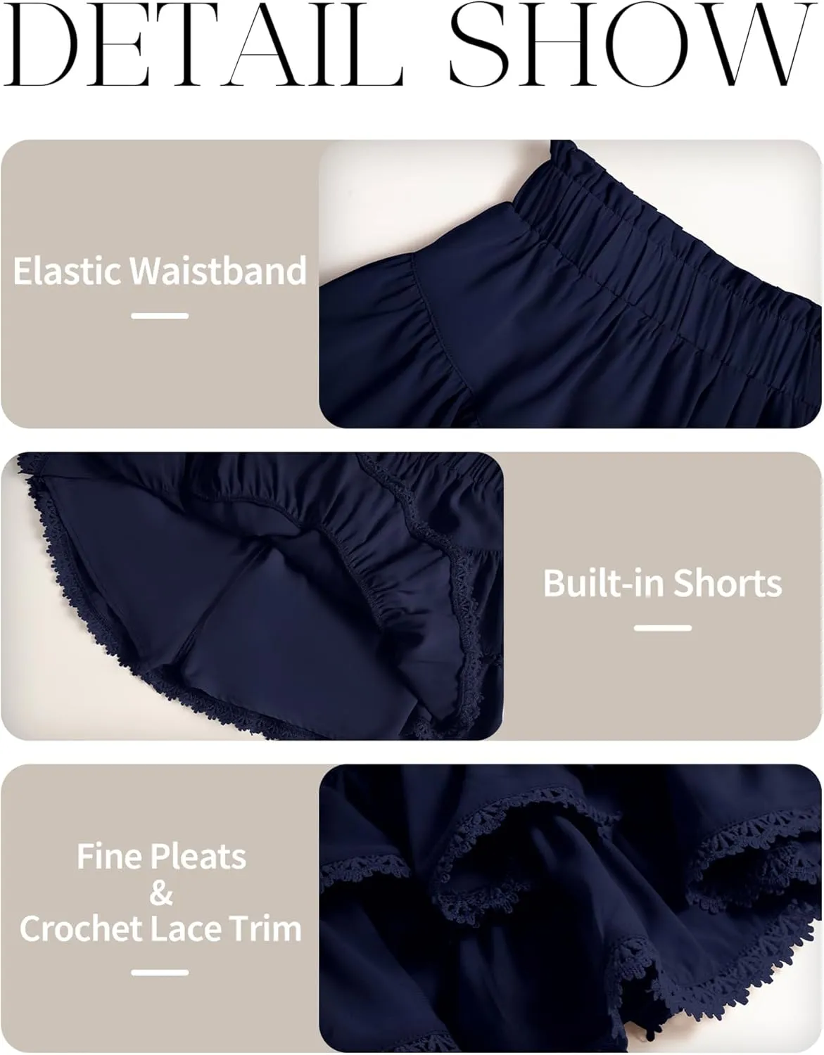 ELLEVEN Womens Flowy Ruffle Skirt, Summer Elastic Mini Skorts with Inner Shorts