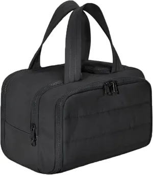 Elouva Toiletry Bag, Large Capacity Wide-Open Travel Cosmetic Bag, 4-in-1 MultiFunctional Lightweight Makeup Bags for Women with Handle for Accessories, Toiletries (Black, 29.97x18.54x21.08cm)