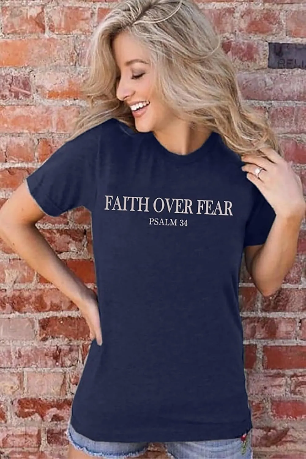 Faith Over Fear Shirt Womens Christian Tshirts Religious Sayings Tees Vintage Bible Verse Inspirational Tee Tops
