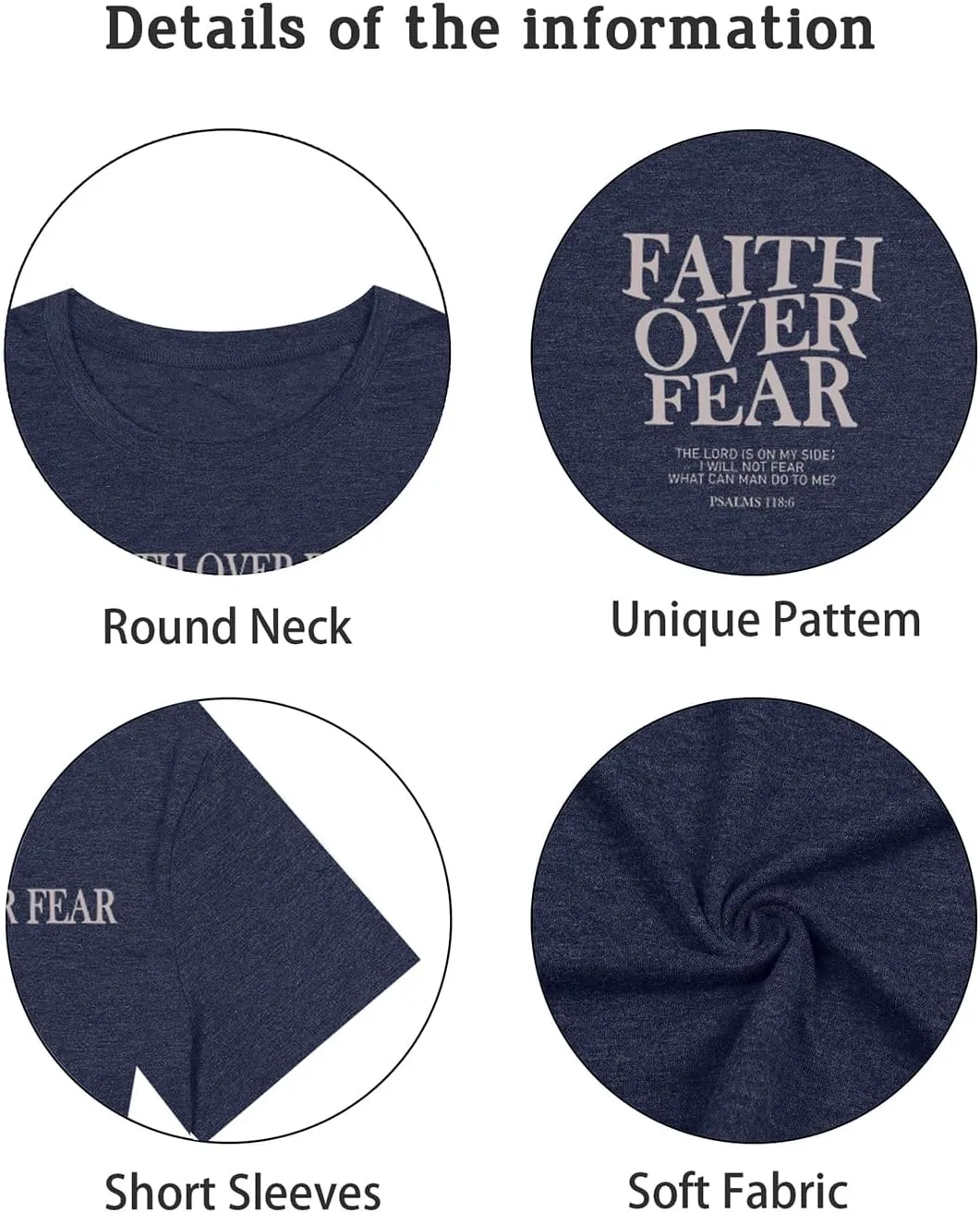 Faith Over Fear Shirt Womens Christian Tshirts Religious Sayings Tees Vintage Bible Verse Inspirational Tee Tops