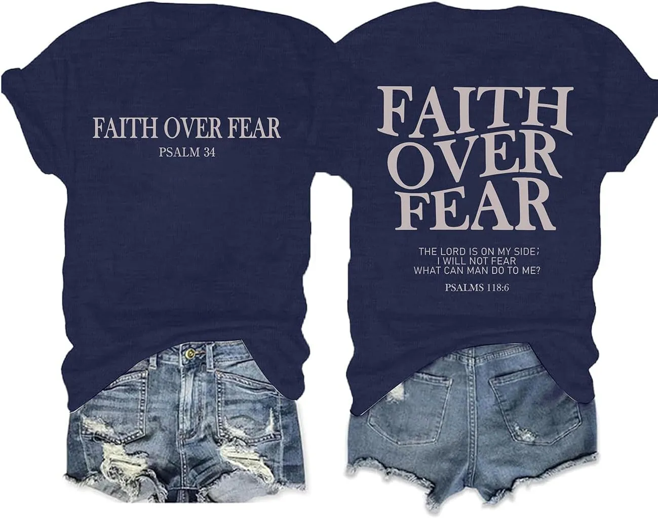 Faith Over Fear Shirt Womens Christian Tshirts Religious Sayings Tees Vintage Bible Verse Inspirational Tee Tops