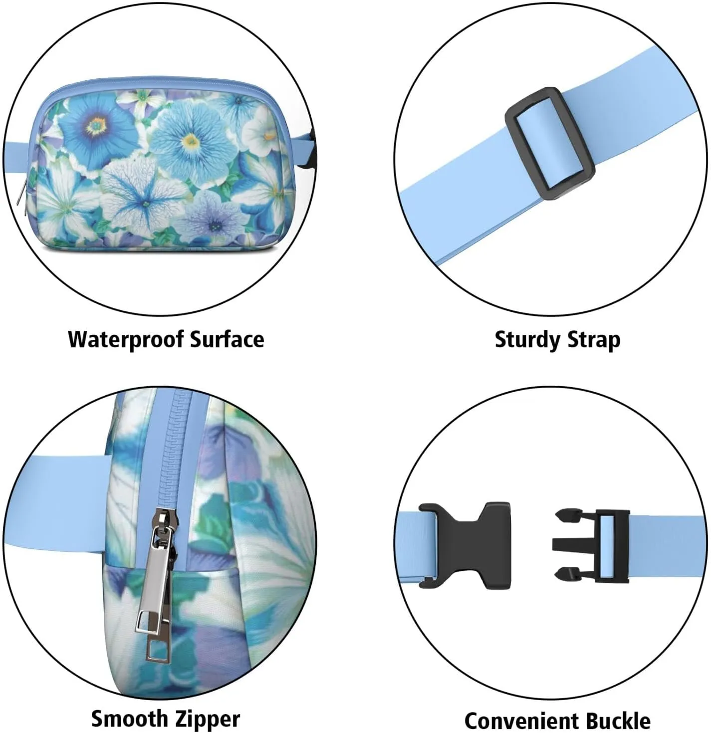 Fanny Pack for Women,Mini Waterproof Floral theme Belt Bag,Fashionable Crossbody,Cute Everywhere Belt Bags Fanny Pack for Hiking, Travel.