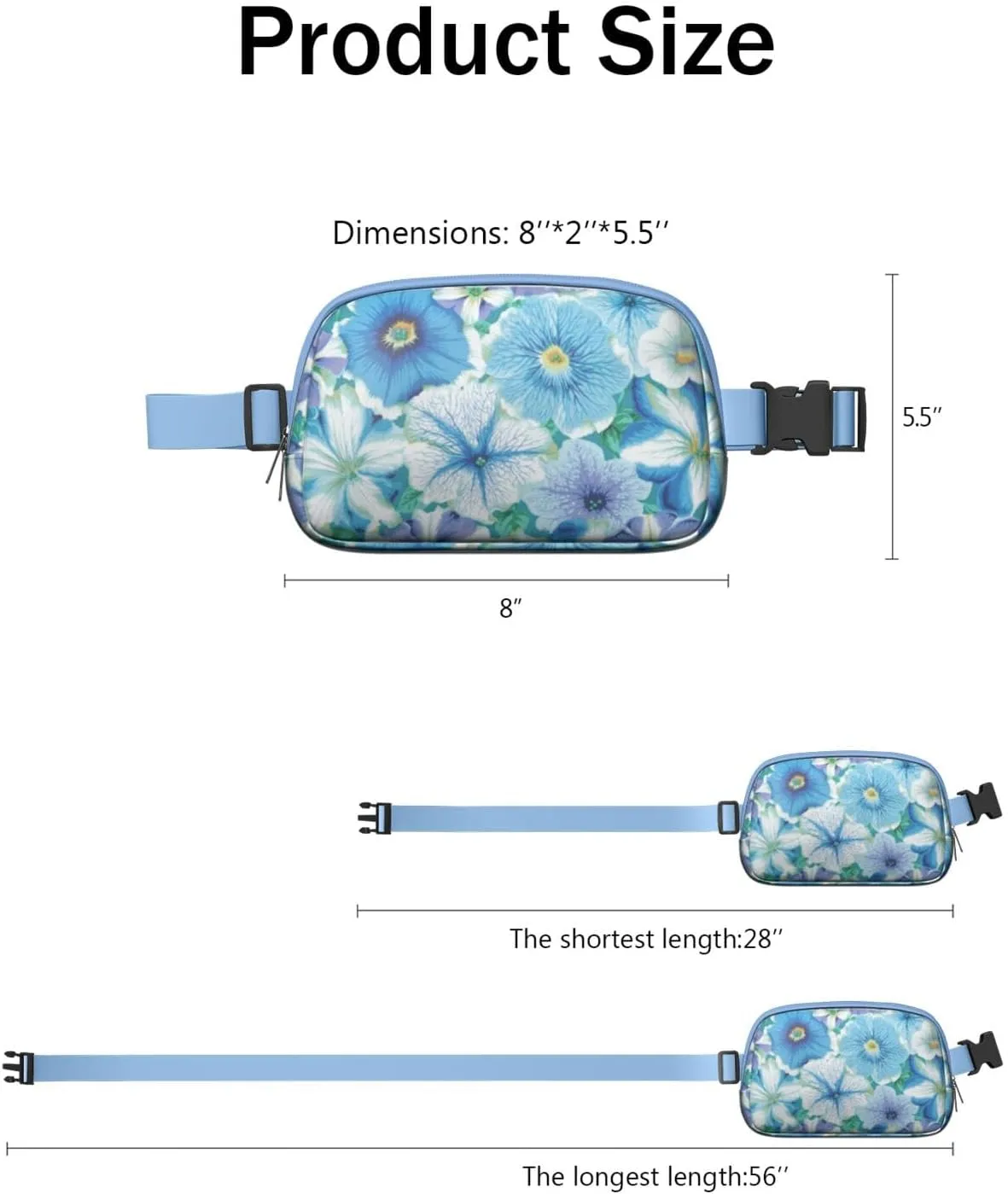 Fanny Pack for Women,Mini Waterproof Floral theme Belt Bag,Fashionable Crossbody,Cute Everywhere Belt Bags Fanny Pack for Hiking, Travel.