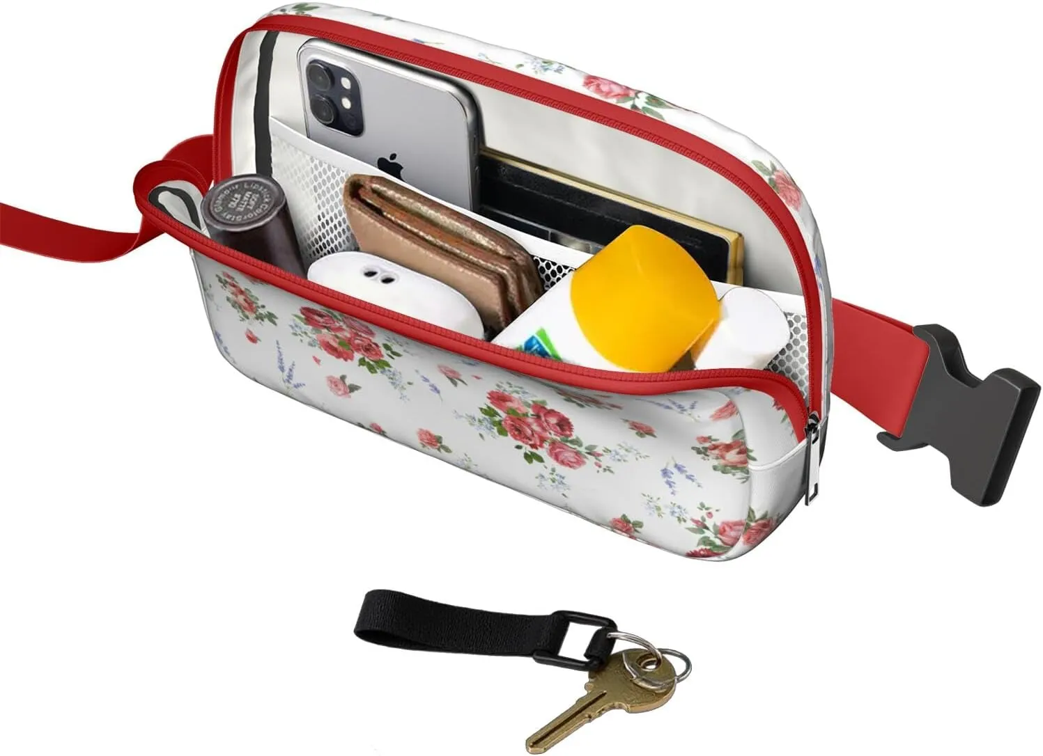 Fanny Pack for Women,Mini Waterproof Floral theme Belt Bag,Fashionable Crossbody,Cute Everywhere Belt Bags Fanny Pack for Hiking,Travel.
