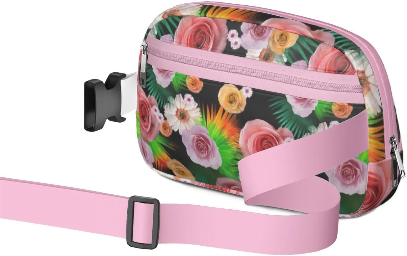 Fanny Pack for Women,Mini Waterproof Floral theme Belt Bag,Fashionable Crossbody,Cute Everywhere Belt Bags Fanny Pack for Hiking,Travel.