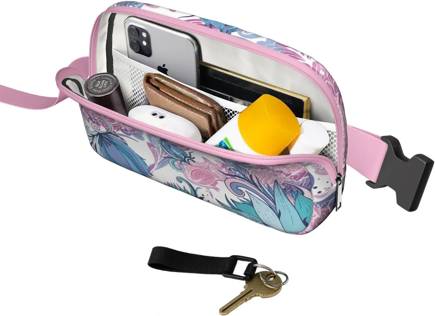 Fanny Pack for Women,Mini Waterproof Floral theme Belt Bag,Fashionable Crossbody,Cute Everywhere Belt Bags Fanny Pack for Hiking,Travel.
