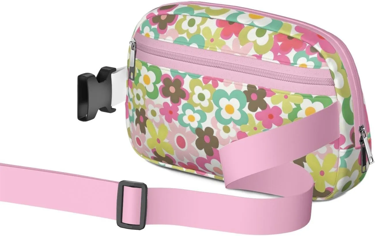 Fanny Pack for Women,Mini Waterproof Floral theme Belt Bag,Fashionable Crossbody,Cute Everywhere Belt Bags Fanny Pack for Hiking,Travel.