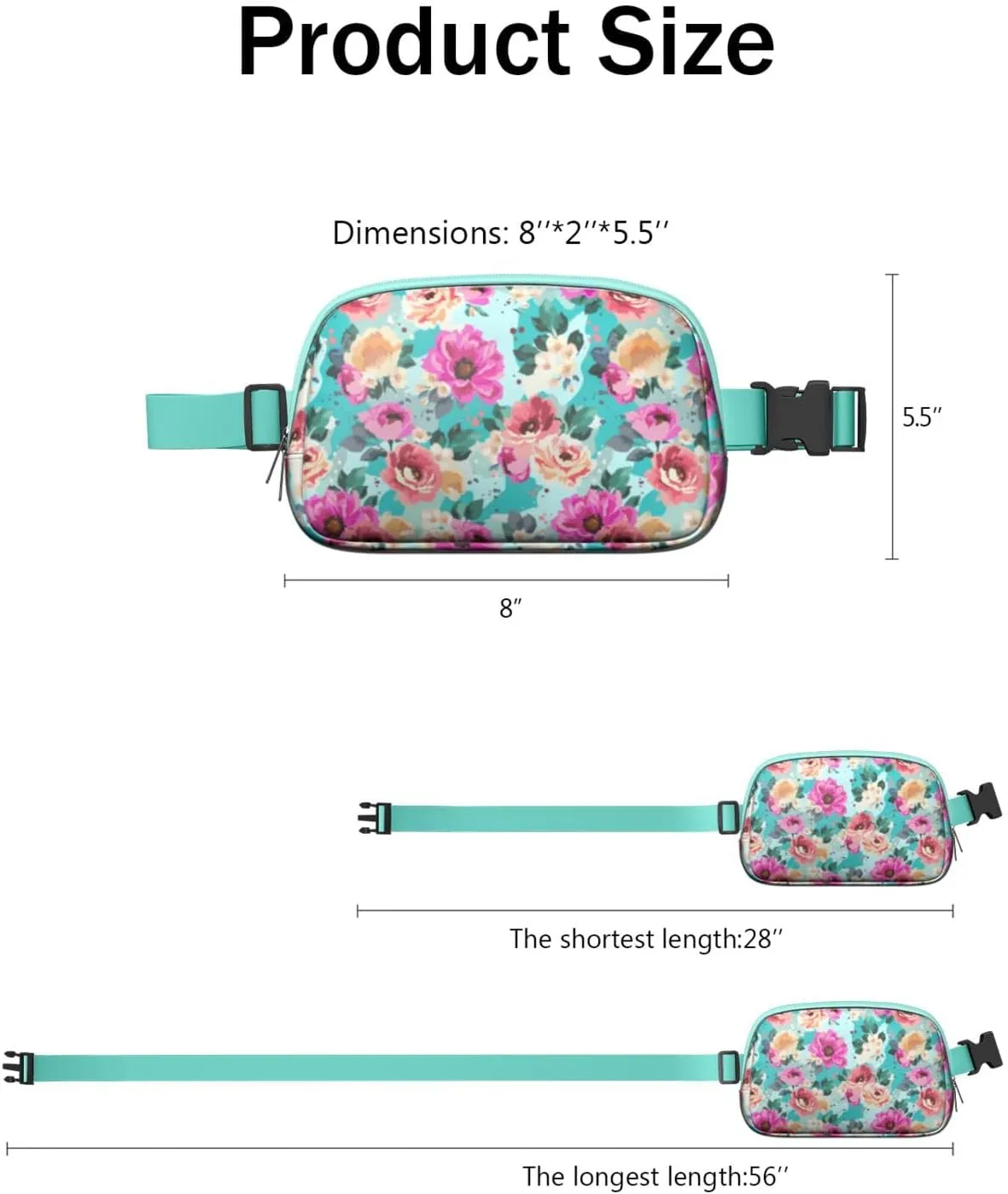 Fanny Pack for Women,Mini Waterproof Floral theme Belt Bag,Fashionable Crossbody,Cute Everywhere Belt Bags Fanny Pack for Hiking,Travel.