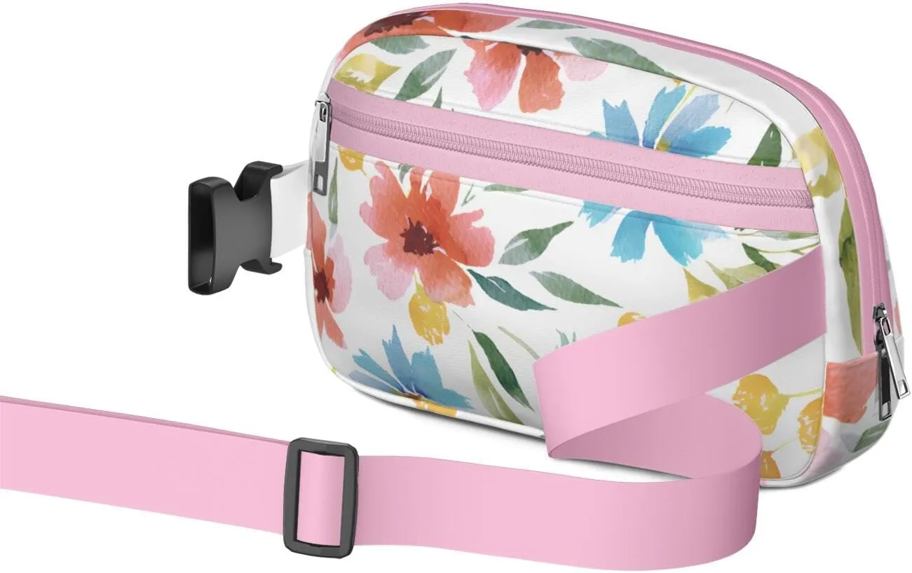 Fanny Pack for Women,Mini Waterproof Floral theme Belt Bag,Fashionable Crossbody,Cute Everywhere Belt Bags Fanny Pack for Hiking,Travel.