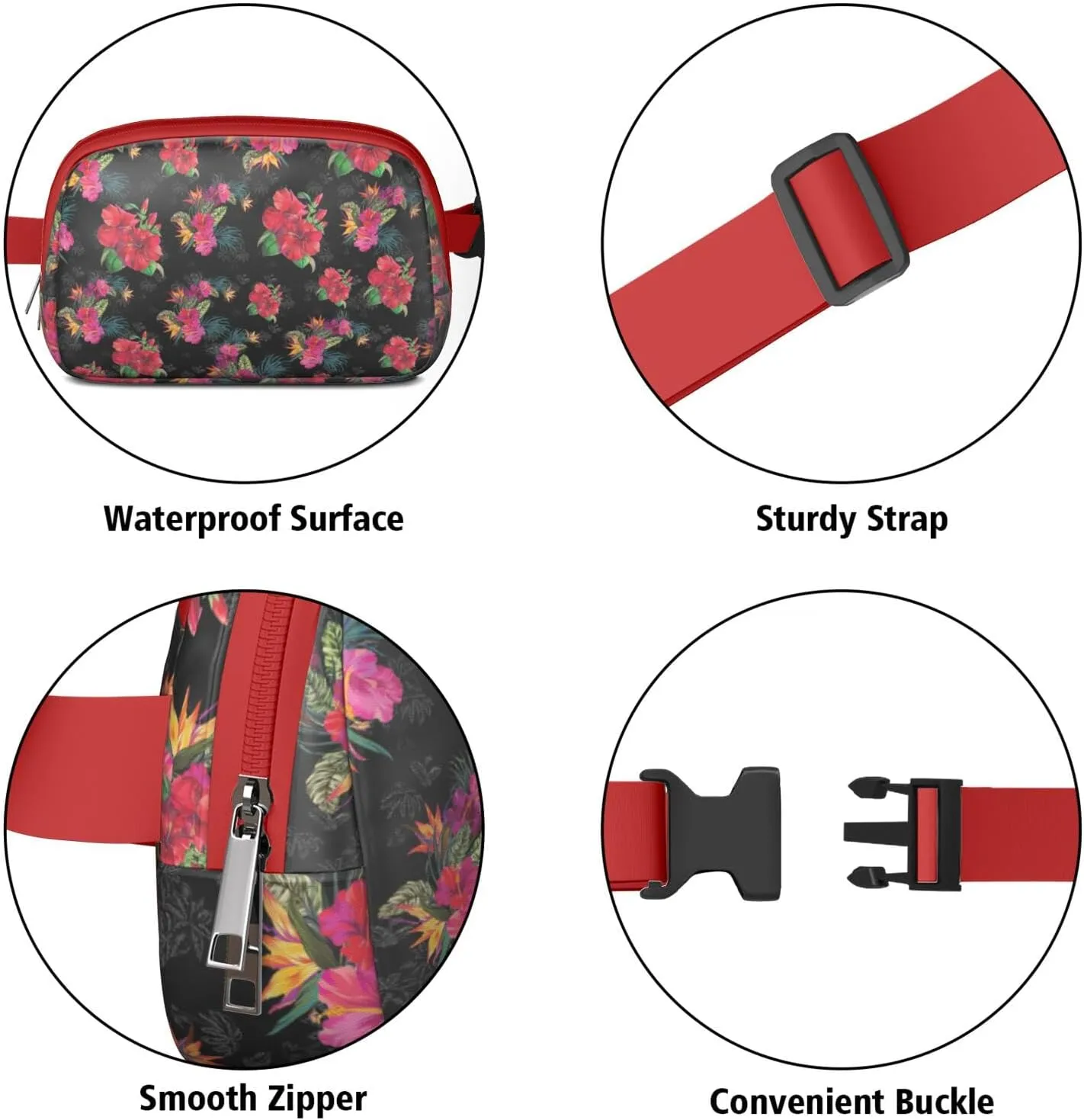 Fanny Pack for Women,Mini Waterproof Floral theme Belt Bag,Fashionable Crossbody,Cute Everywhere Belt Bags Fanny Pack for Hiking,Travel.