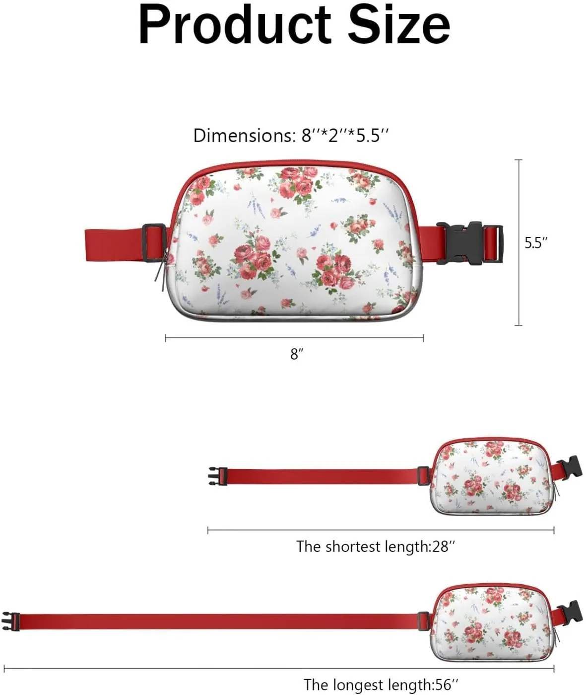 Fanny Pack for Women,Mini Waterproof Floral theme Belt Bag,Fashionable Crossbody,Cute Everywhere Belt Bags Fanny Pack for Hiking,Travel.