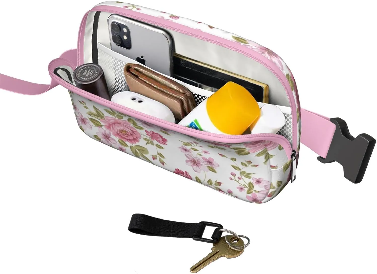 Fanny Pack for Women,Mini Waterproof Floral theme Belt Bag,Fashionable Crossbody,Cute Everywhere Belt Bags Fanny Pack for Hiking,Travel.