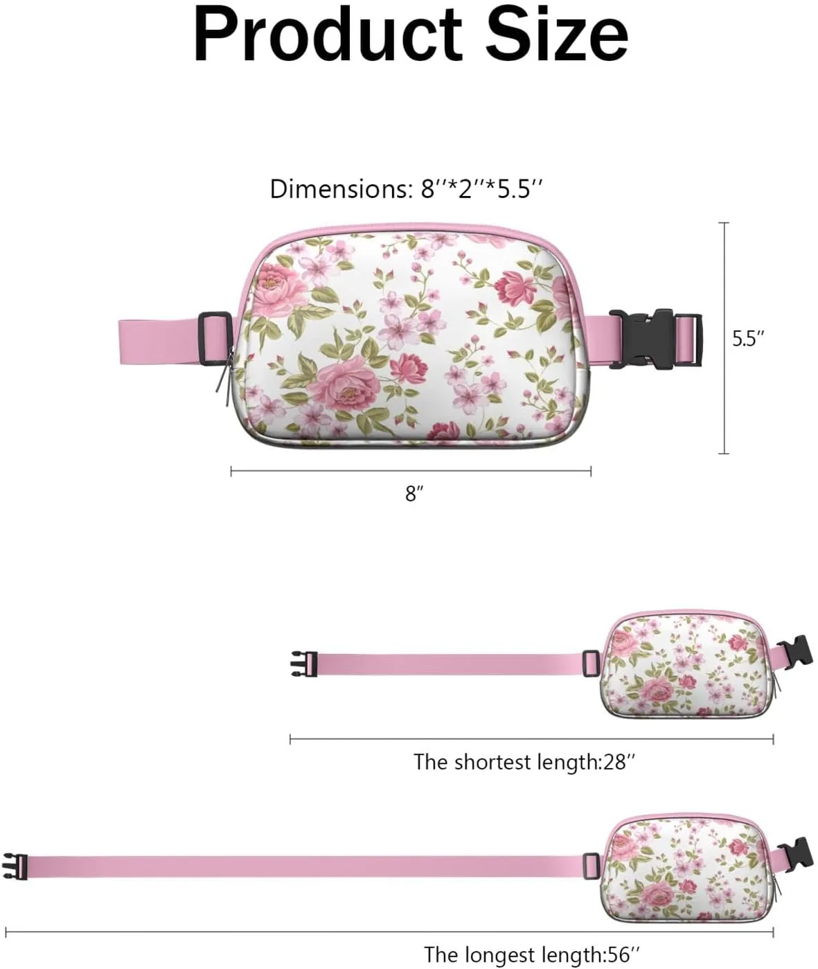 Fanny Pack for Women,Mini Waterproof Floral theme Belt Bag,Fashionable Crossbody,Cute Everywhere Belt Bags Fanny Pack for Hiking,Travel.