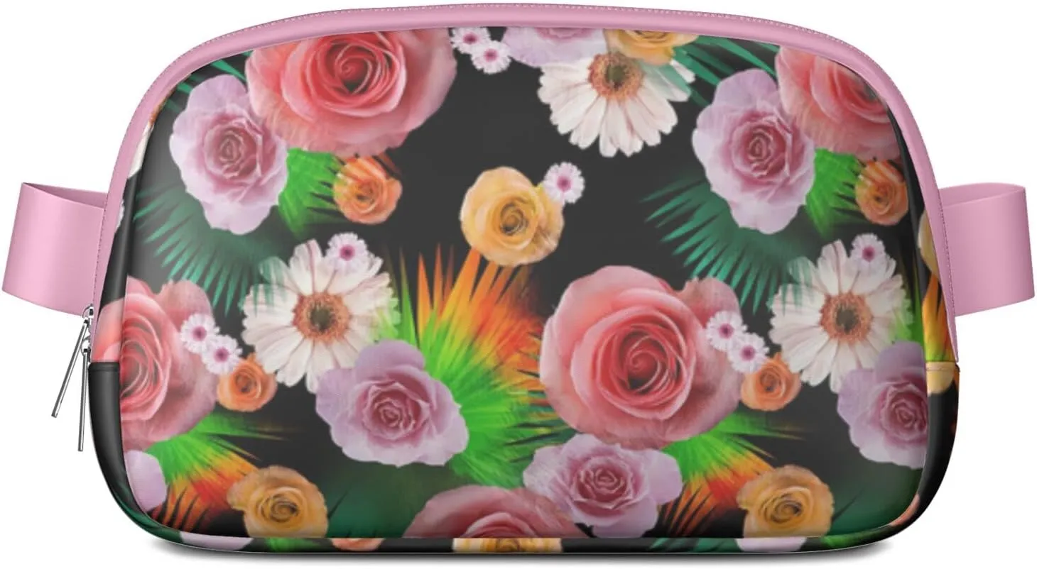 Fanny Pack for Women,Mini Waterproof Floral theme Belt Bag,Fashionable Crossbody,Cute Everywhere Belt Bags Fanny Pack for Hiking,Travel.