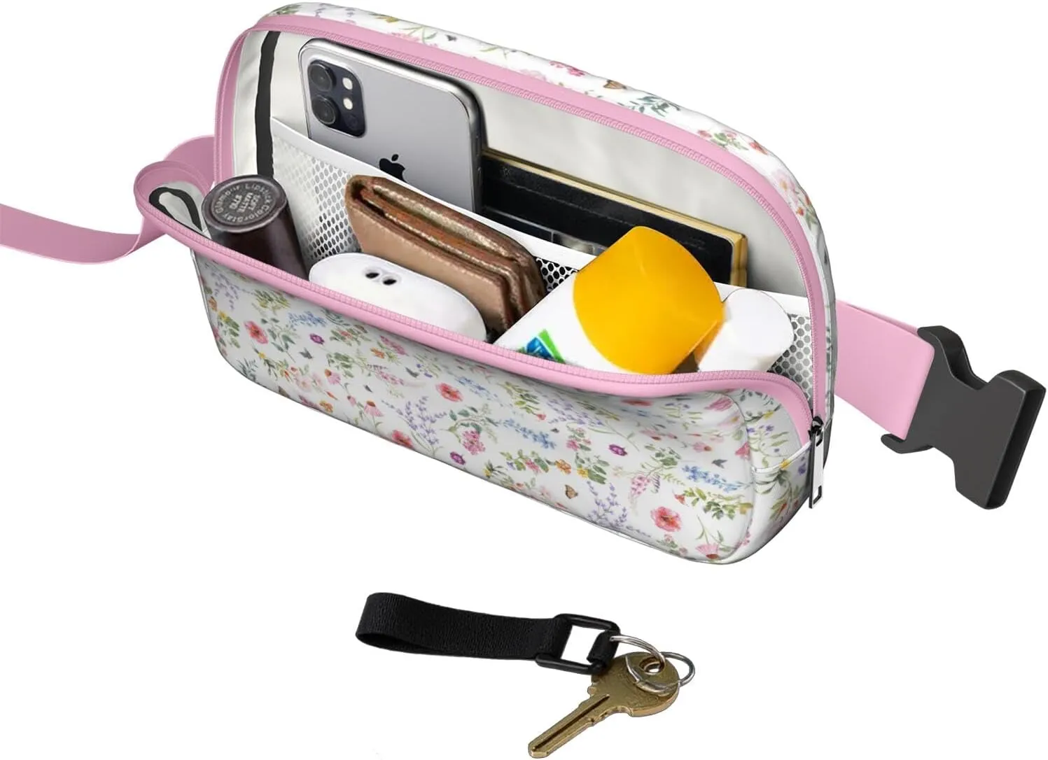 Fanny Pack for Women,Mini Waterproof Floral theme Belt Bag,Fashionable Crossbody,Cute Everywhere Belt Bags Fanny Pack for Hiking,Travel.