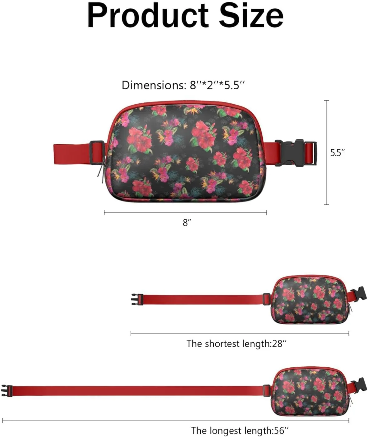 Fanny Pack for Women,Mini Waterproof Floral theme Belt Bag,Fashionable Crossbody,Cute Everywhere Belt Bags Fanny Pack for Hiking,Travel.