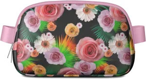 Fanny Pack for Women,Mini Waterproof Floral theme Belt Bag,Fashionable Crossbody,Cute Everywhere Belt Bags Fanny Pack for Hiking,Travel.