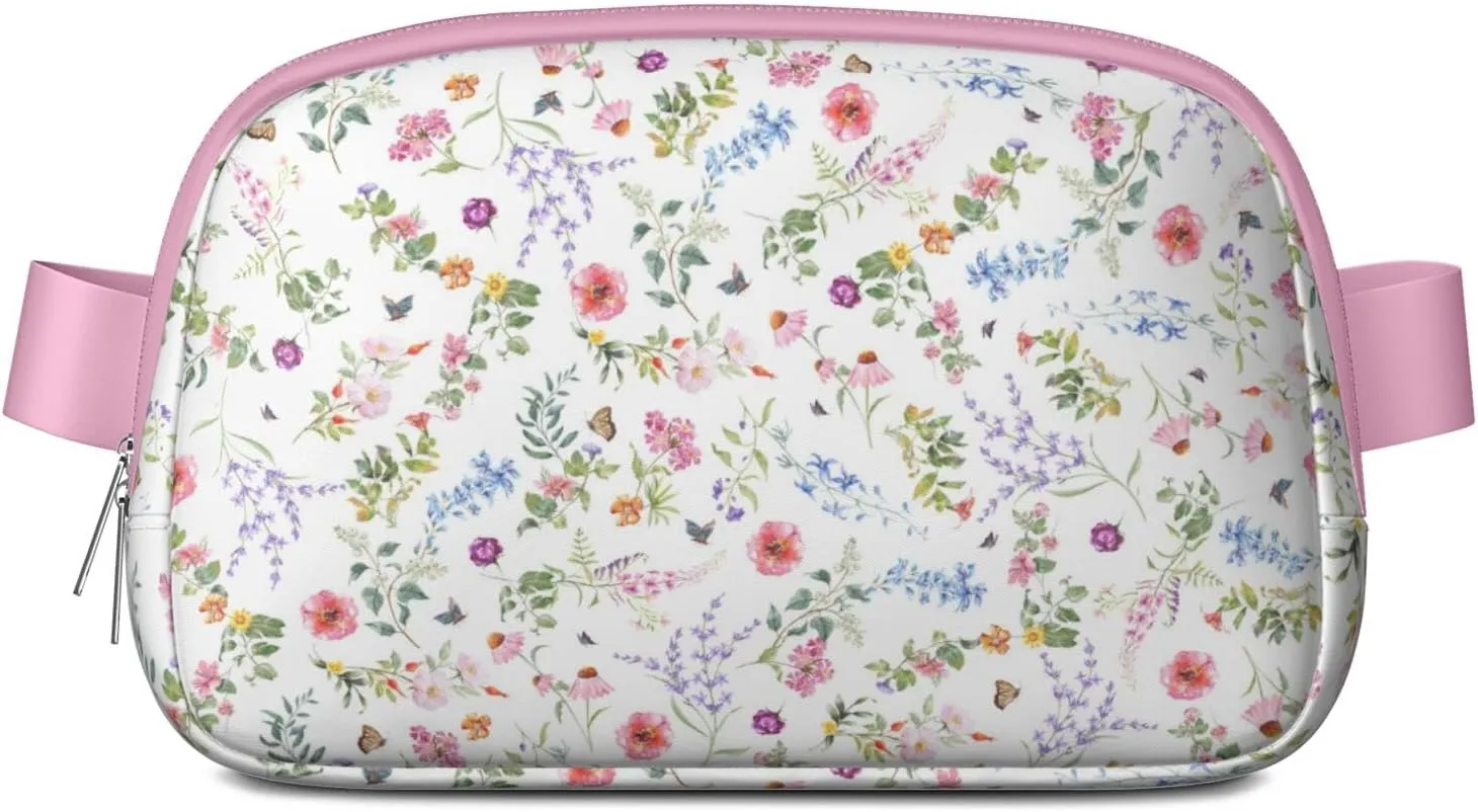 Fanny Pack for Women,Mini Waterproof Floral theme Belt Bag,Fashionable Crossbody,Cute Everywhere Belt Bags Fanny Pack for Hiking,Travel.