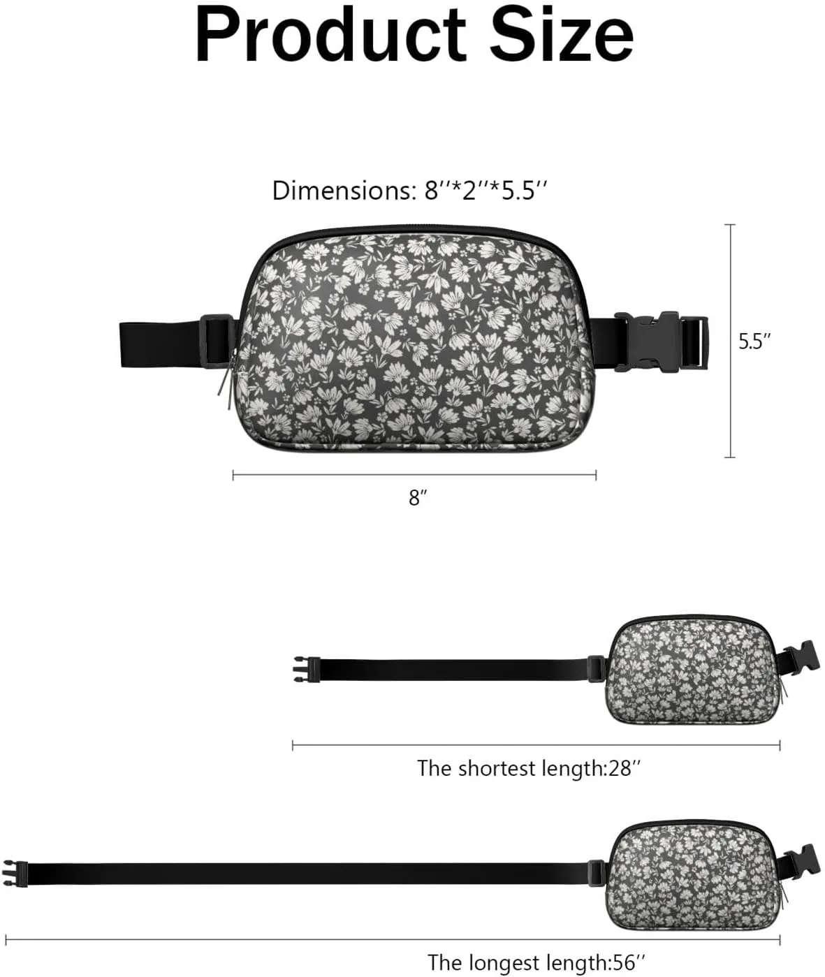 Fanny Pack for Women,Mini Waterproof Floral theme Belt Bag,Fashionable Crossbody,Cute Everywhere Belt Bags Fanny Pack for Hiking,Travel.