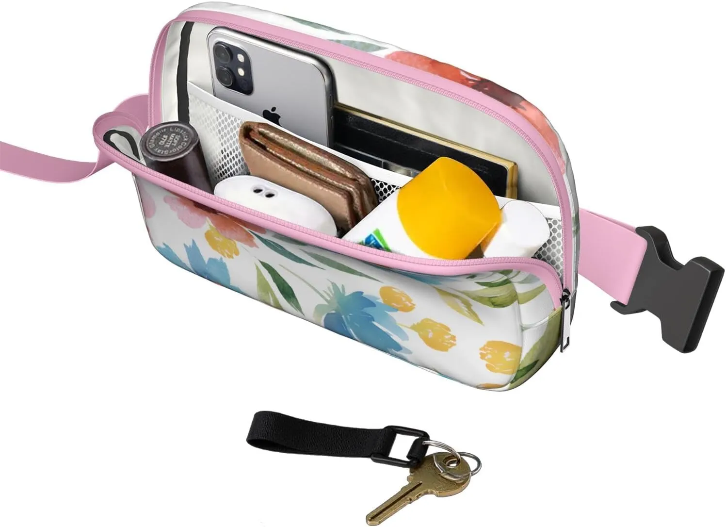 Fanny Pack for Women,Mini Waterproof Floral theme Belt Bag,Fashionable Crossbody,Cute Everywhere Belt Bags Fanny Pack for Hiking,Travel.
