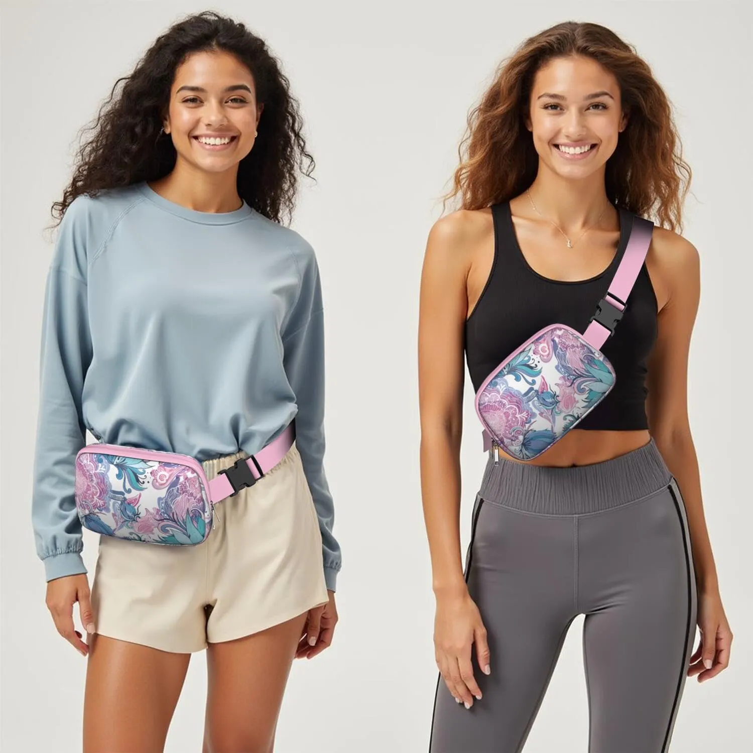 Fanny Pack for Women,Mini Waterproof Floral theme Belt Bag,Fashionable Crossbody,Cute Everywhere Belt Bags Fanny Pack for Hiking,Travel.