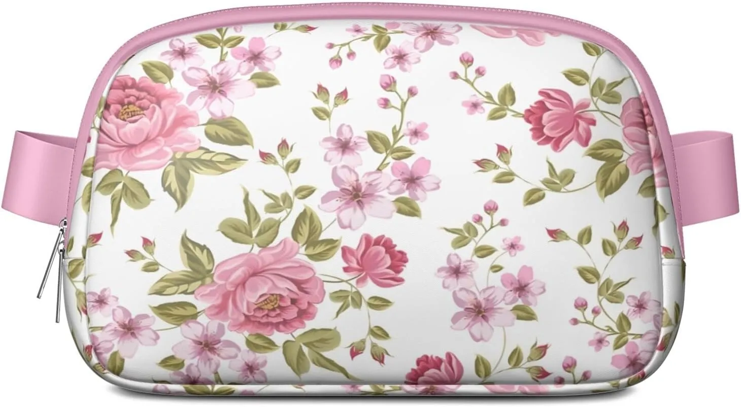 Fanny Pack for Women,Mini Waterproof Floral theme Belt Bag,Fashionable Crossbody,Cute Everywhere Belt Bags Fanny Pack for Hiking,Travel.