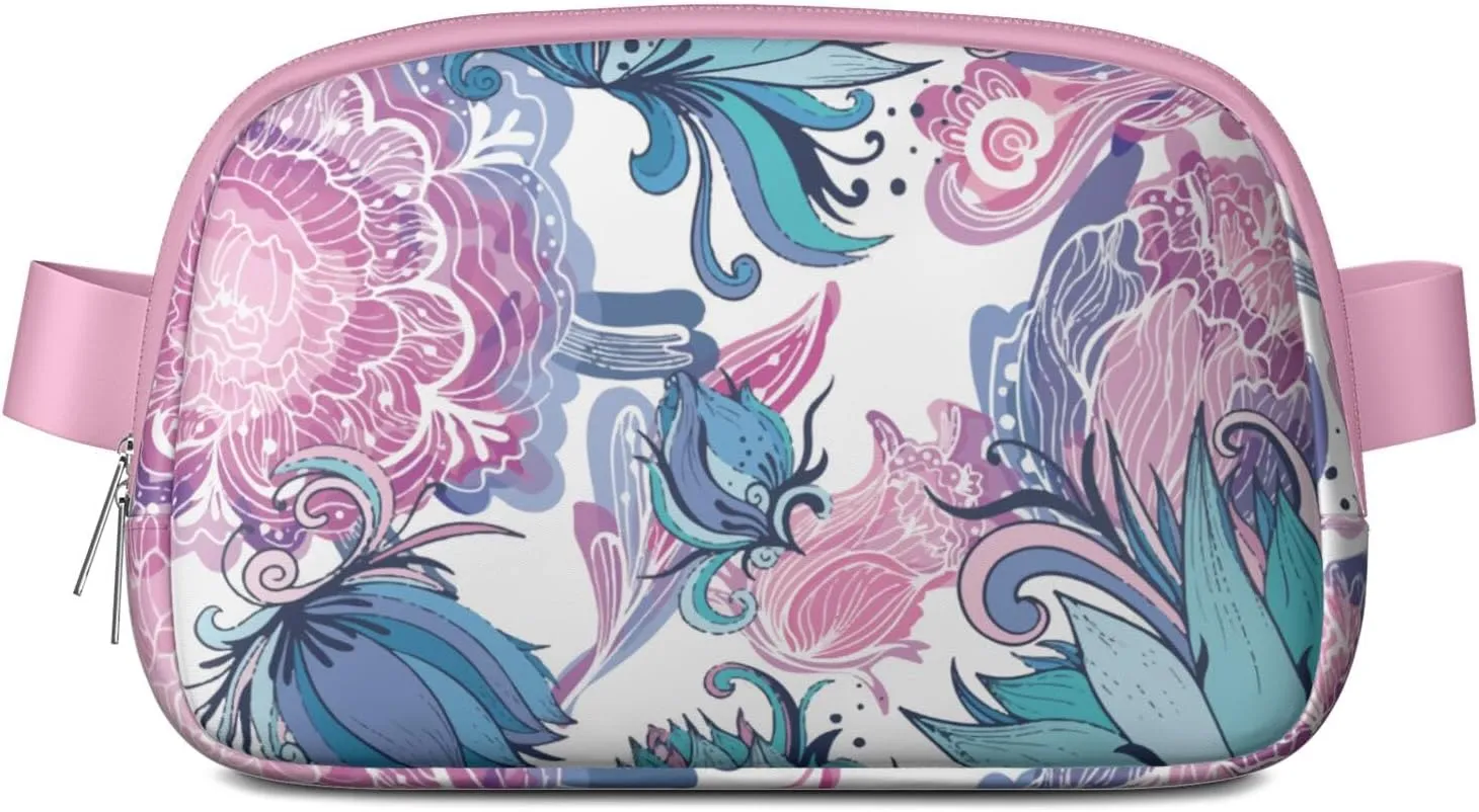 Fanny Pack for Women,Mini Waterproof Floral theme Belt Bag,Fashionable Crossbody,Cute Everywhere Belt Bags Fanny Pack for Hiking,Travel.