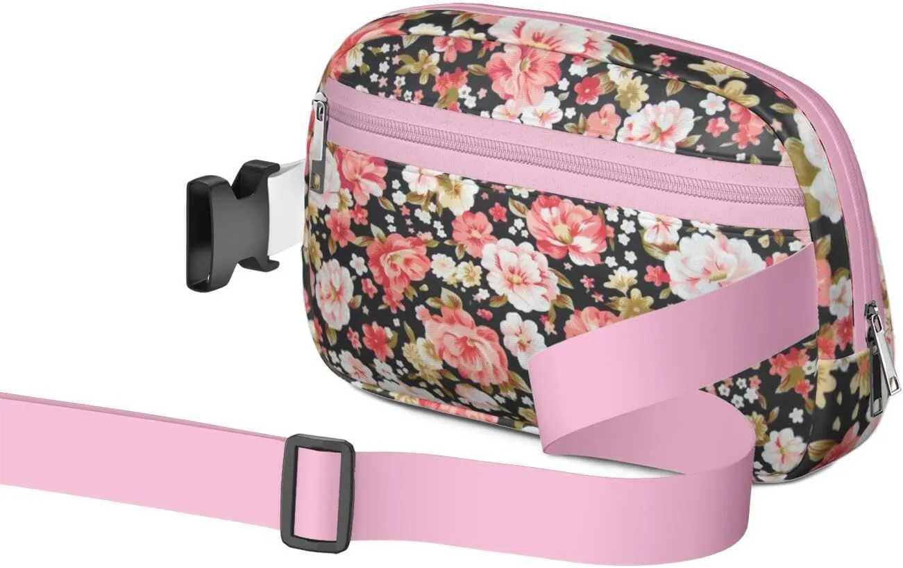 Fanny Pack for Women,Mini Waterproof Floral theme Belt Bag,Fashionable Crossbody,Cute Everywhere Belt Bags Fanny Pack for Hiking,Travel.