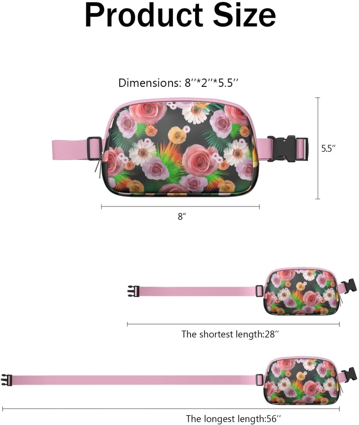 Fanny Pack for Women,Mini Waterproof Floral theme Belt Bag,Fashionable Crossbody,Cute Everywhere Belt Bags Fanny Pack for Hiking,Travel.