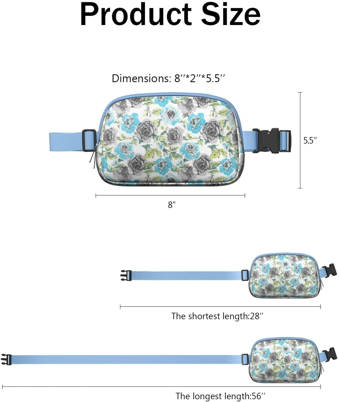 Fanny Pack for Women,Mini Waterproof Floral theme Belt Bag,Fashionable Crossbody,Cute Everywhere Belt Bags Fanny Pack for Hiking,Travel.