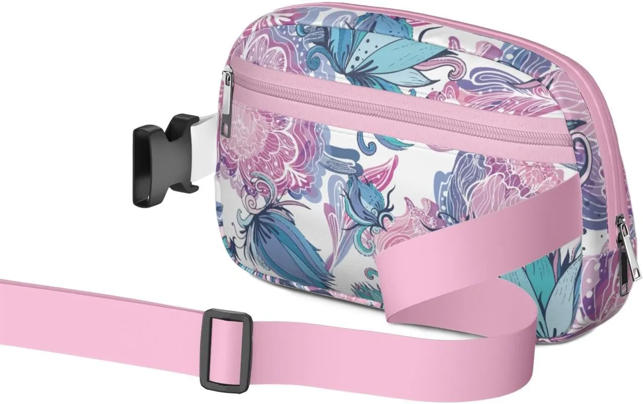 Fanny Pack for Women,Mini Waterproof Floral theme Belt Bag,Fashionable Crossbody,Cute Everywhere Belt Bags Fanny Pack for Hiking,Travel.