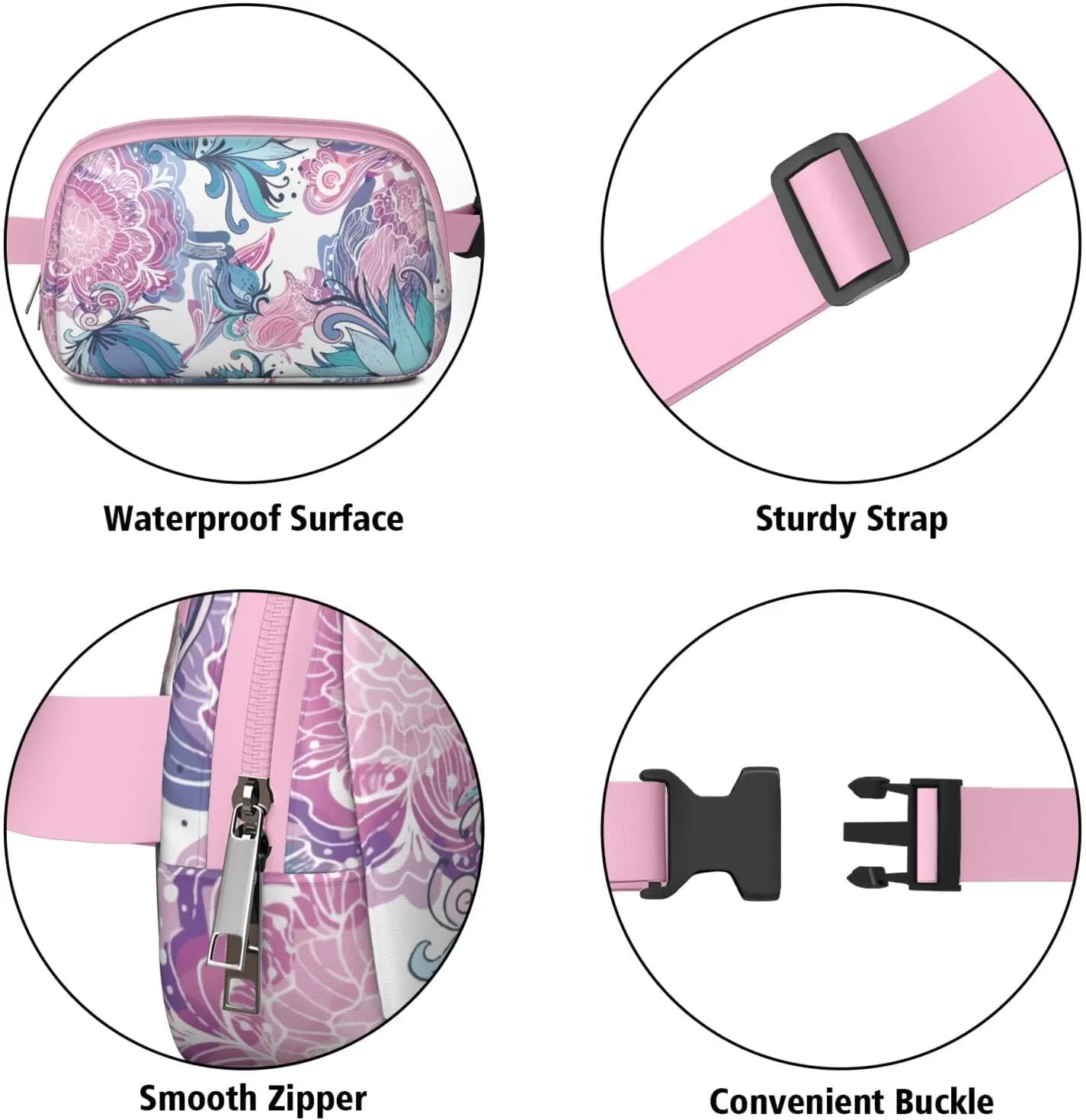 Fanny Pack for Women,Mini Waterproof Floral theme Belt Bag,Fashionable Crossbody,Cute Everywhere Belt Bags Fanny Pack for Hiking,Travel.