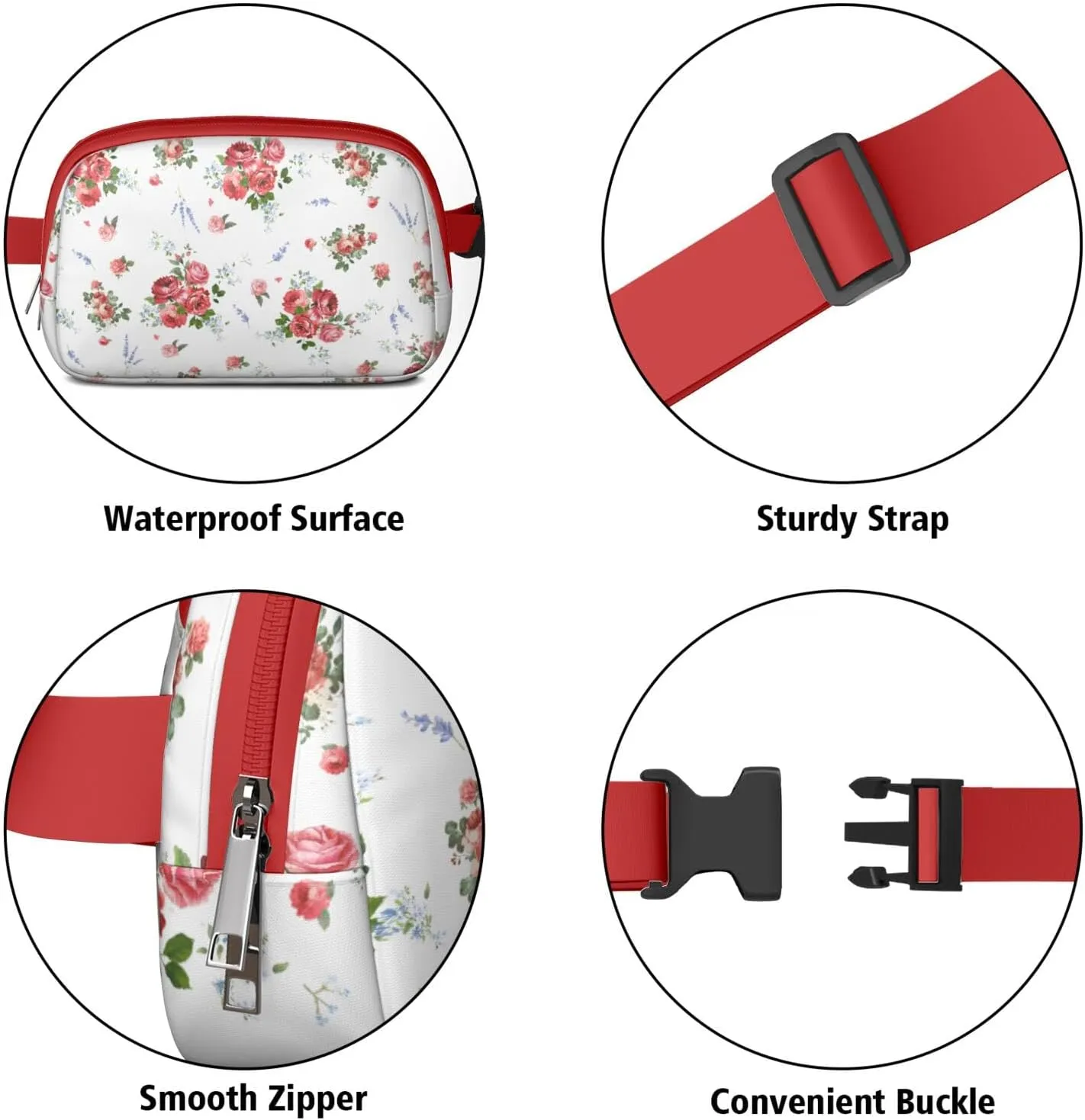 Fanny Pack for Women,Mini Waterproof Floral theme Belt Bag,Fashionable Crossbody,Cute Everywhere Belt Bags Fanny Pack for Hiking,Travel.