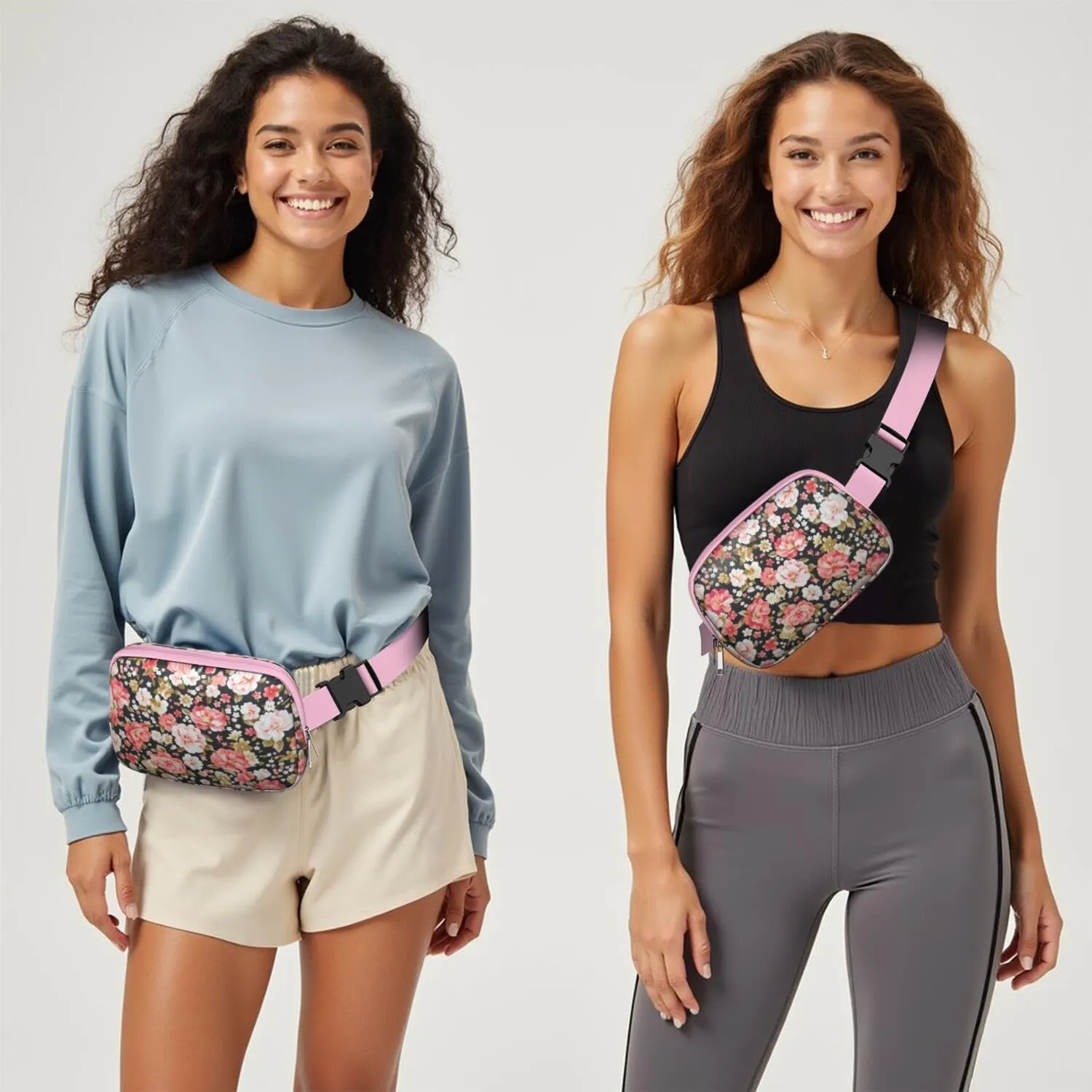 Fanny Pack for Women,Mini Waterproof Floral theme Belt Bag,Fashionable Crossbody,Cute Everywhere Belt Bags Fanny Pack for Hiking,Travel.