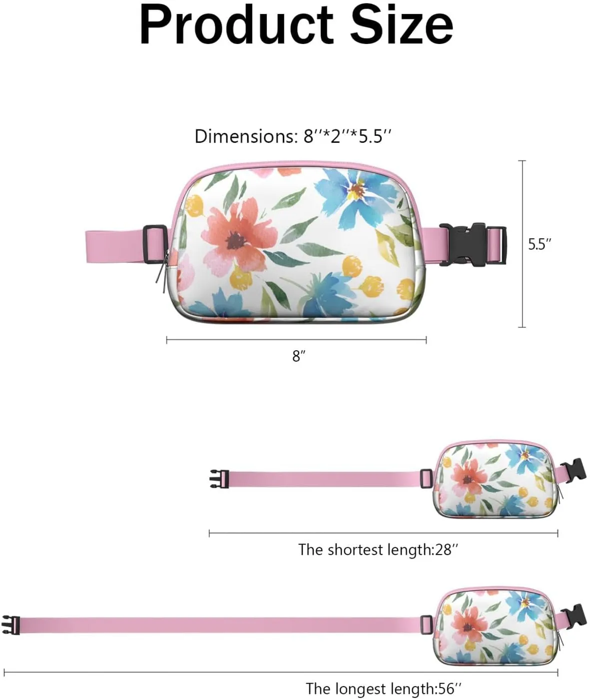Fanny Pack for Women,Mini Waterproof Floral theme Belt Bag,Fashionable Crossbody,Cute Everywhere Belt Bags Fanny Pack for Hiking,Travel.