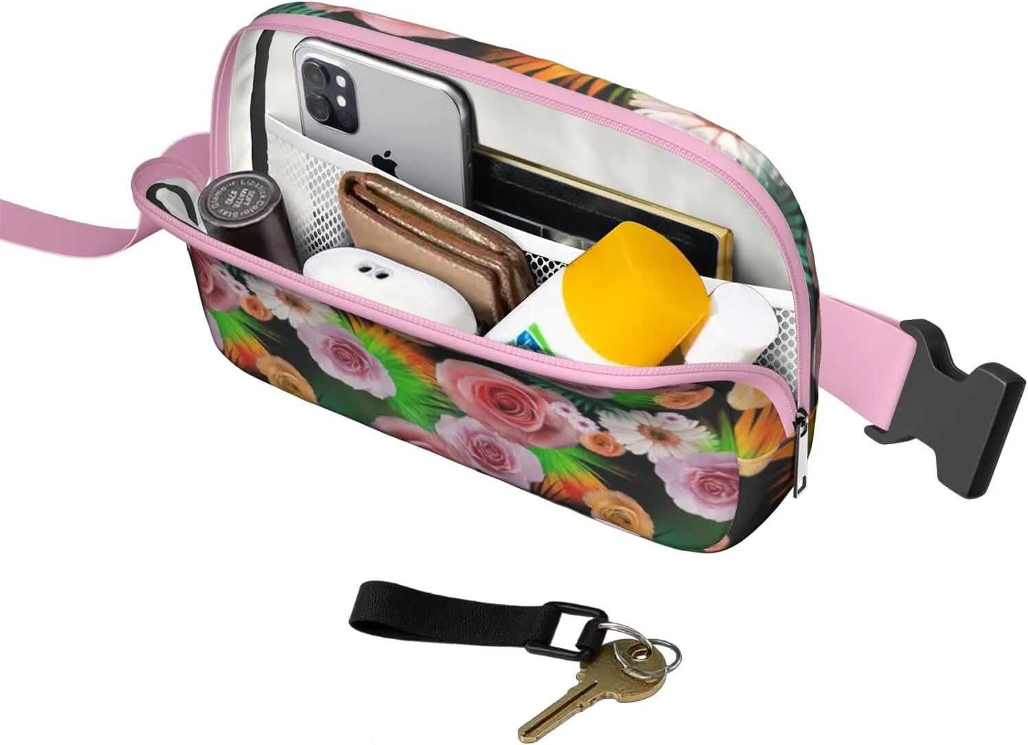 Fanny Pack for Women,Mini Waterproof Floral theme Belt Bag,Fashionable Crossbody,Cute Everywhere Belt Bags Fanny Pack for Hiking,Travel.