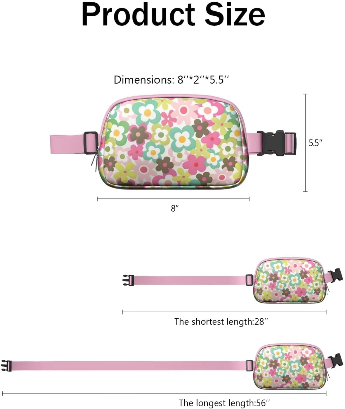 Fanny Pack for Women,Mini Waterproof Floral theme Belt Bag,Fashionable Crossbody,Cute Everywhere Belt Bags Fanny Pack for Hiking,Travel.