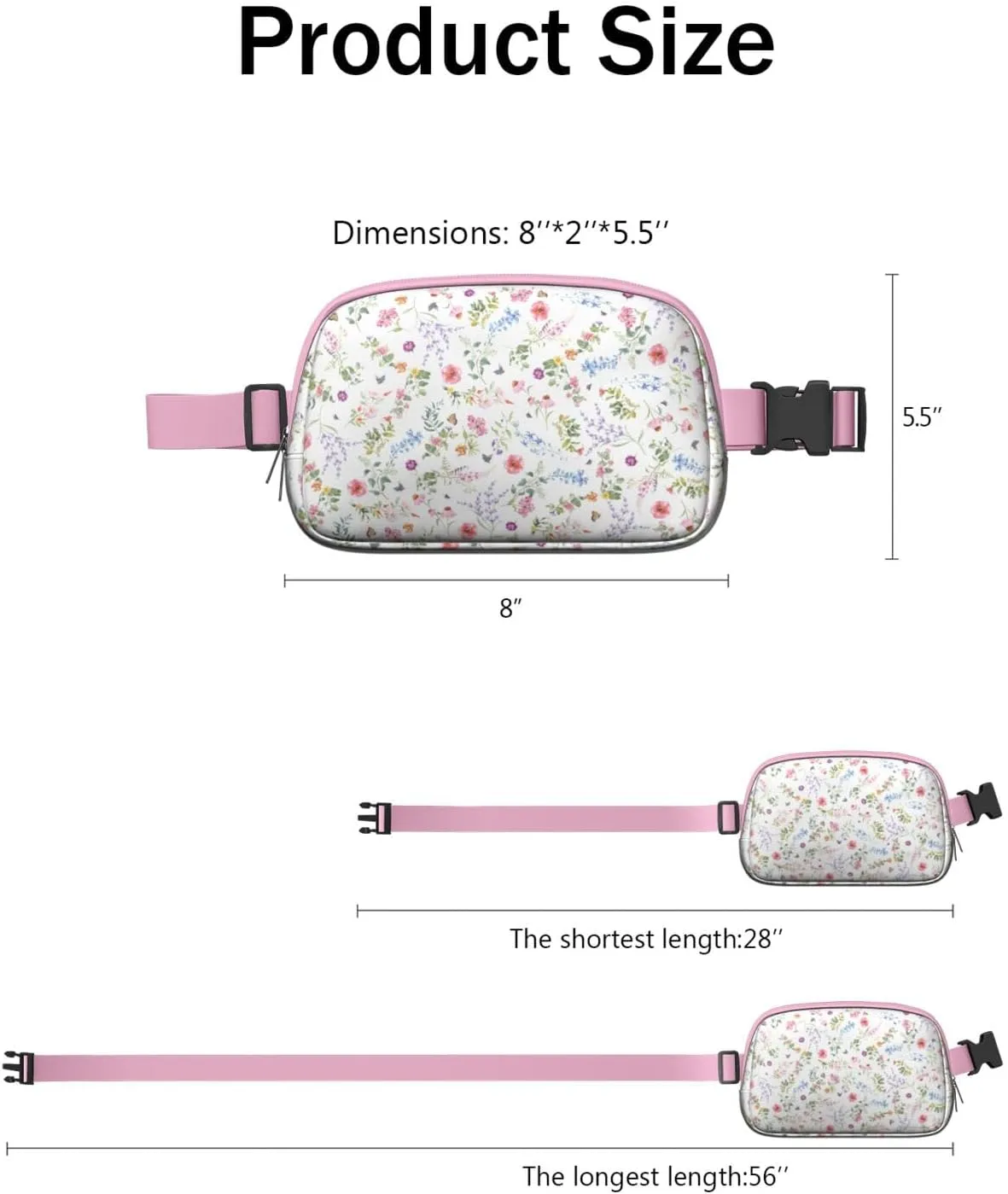 Fanny Pack for Women,Mini Waterproof Floral theme Belt Bag,Fashionable Crossbody,Cute Everywhere Belt Bags Fanny Pack for Hiking,Travel.