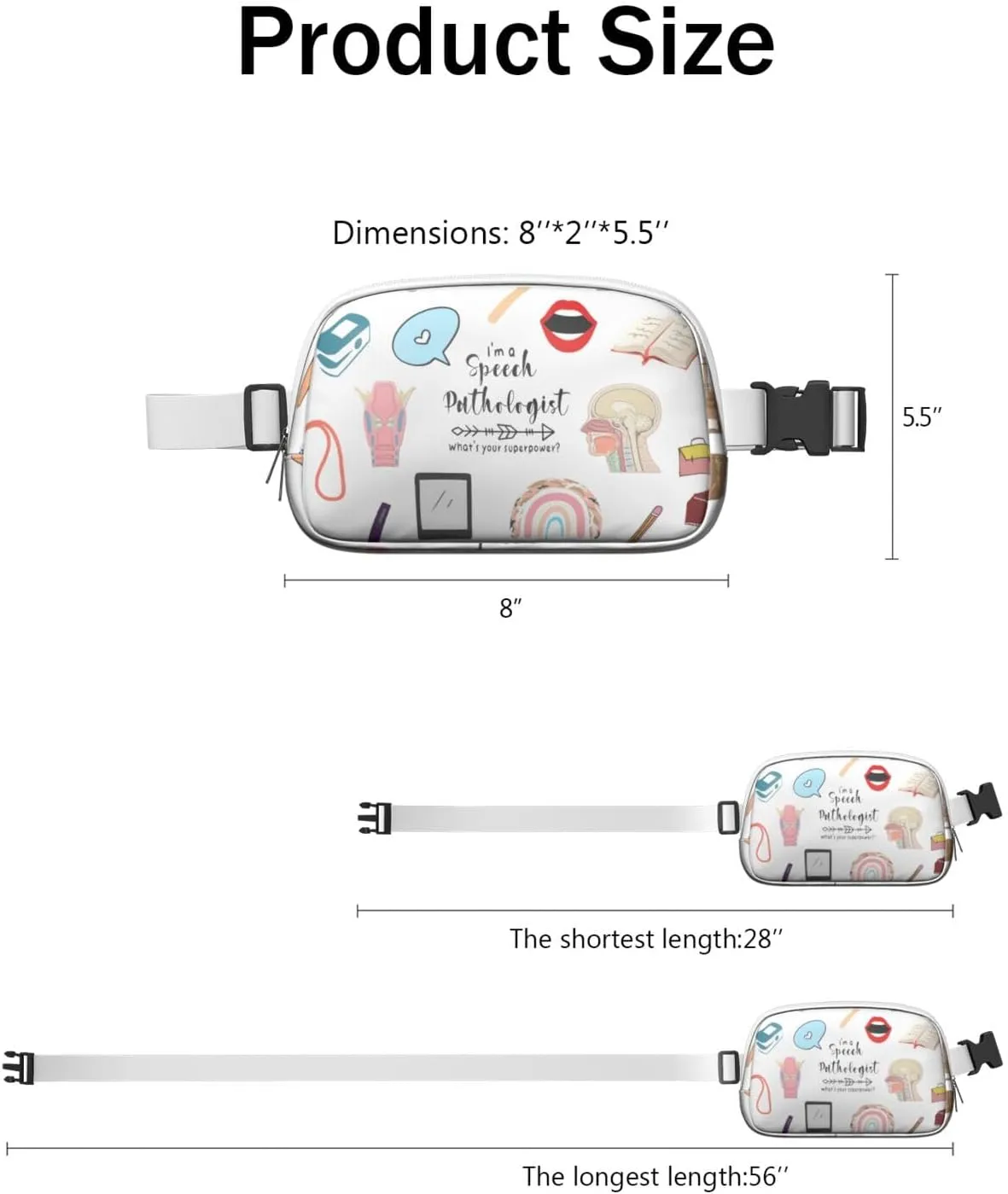 Fanny Pack for Women,Mini Waterproof Nurse theme Belt Bag,Fashionable Crossbody,Cute Everywhere Belt Bags Fanny Pack for Hiking, Travel.