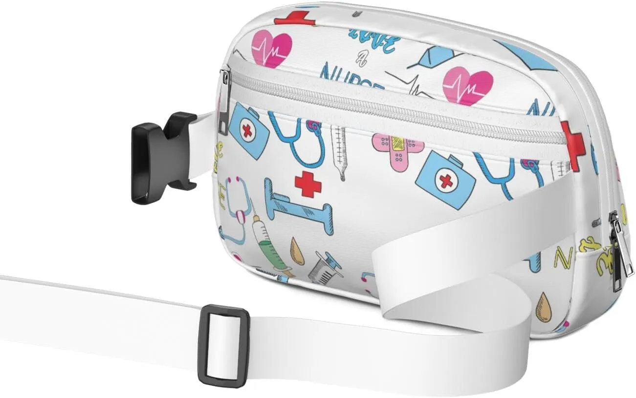 Fanny Pack for Women,Mini Waterproof Nurse theme Belt Bag,Fashionable Crossbody,Cute Everywhere Belt Bags Fanny Pack for Hiking, Travel.