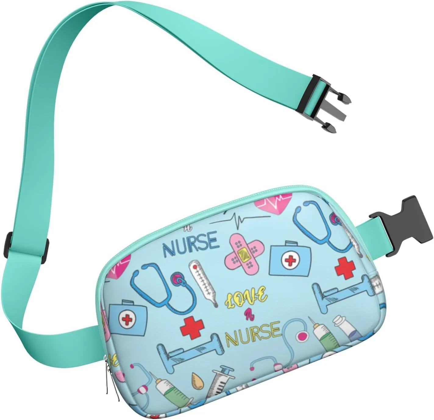 Fanny Pack for Women,Mini Waterproof Nurse theme Belt Bag,Fashionable Crossbody,Cute Everywhere Belt Bags Fanny Pack for Hiking, Travel.